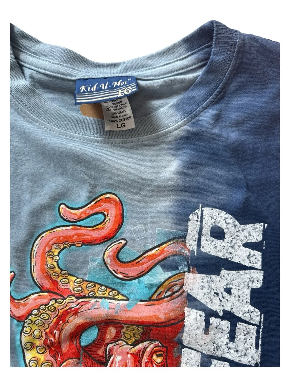 Cape Fear Kids' Octopus Graphic Tee - Blue Glow-in-the-dark Souvenir L Kid-u-not